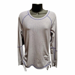 Lucy Activewear Women's Long Sleeve Athletic Top Purple Gray Stripe Small JC536